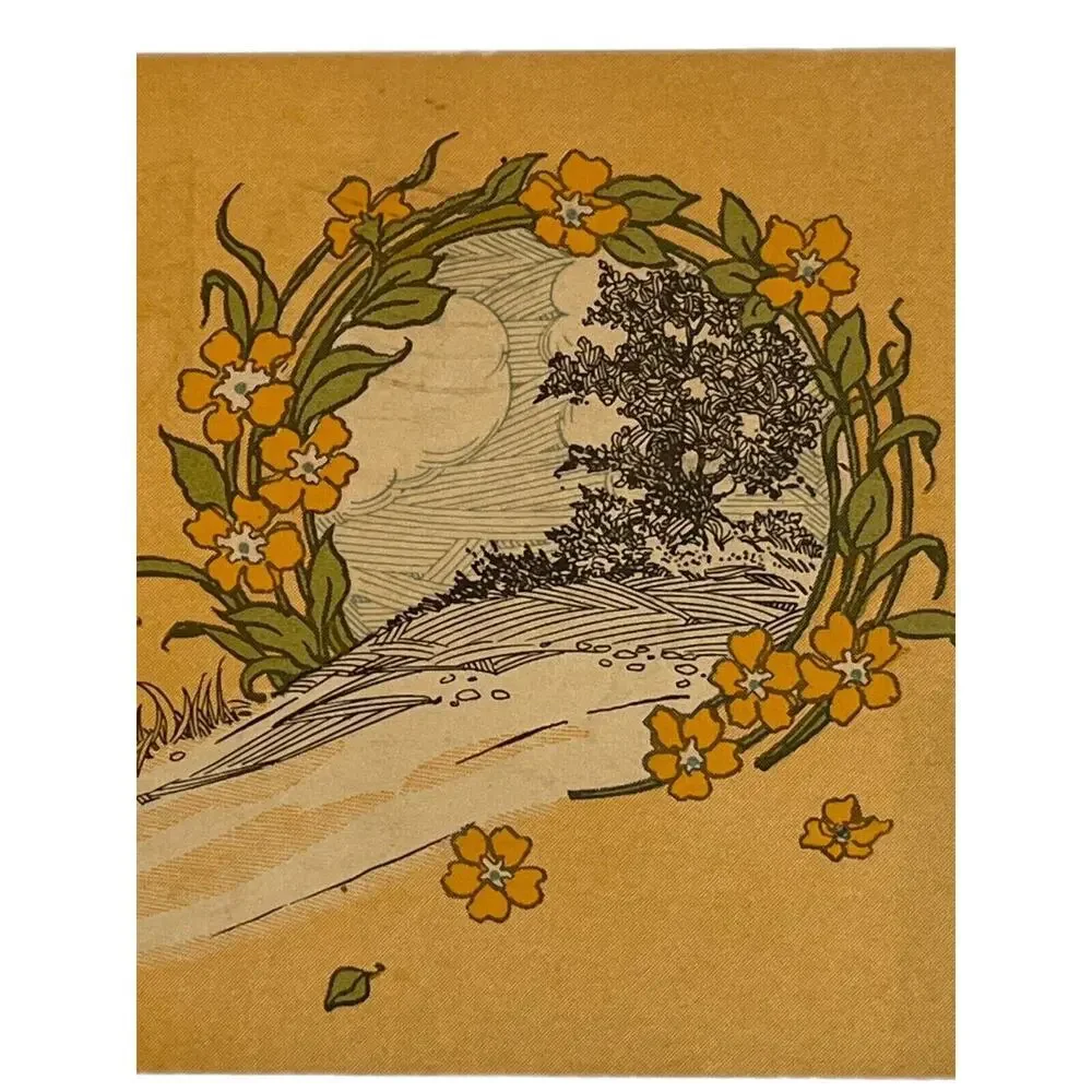 Atq 1918 Ephemera Postcard Birthday Wishes Country Scene The AM Davis Co Boston
